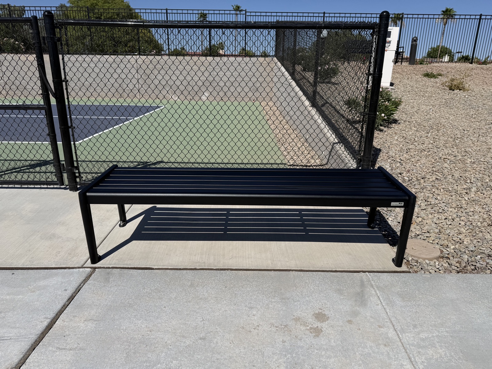 Park bench and court